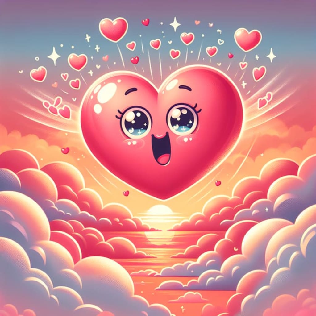 Kawaii Heart drawn in a Lisa Frank Style